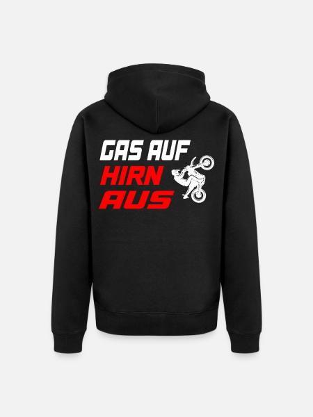 Gas_auf_Hirn_aus - Unisex Premium Bio Zip Hoodie - Schwarz