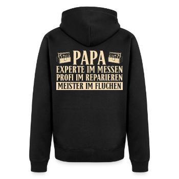 Handwerker Papa - Lustiges Heimwerker Vatertag - Unisex Premium Bio Zip Hoodie - Schwarz - Hinten - Nico (187cm)
