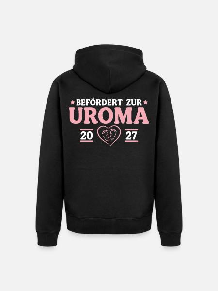 Babyparty Befördert zur Uroma 2027 - Unisex Premium Bio Zip Hoodie - Schwarz