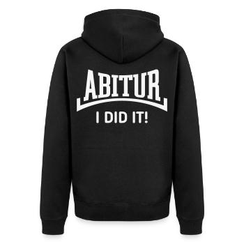 Abitur – I Did It! (Abiturient / Konkav / White) - Unisex Premium Organic Zip Hoodie - black - Back - Nico (187cm)