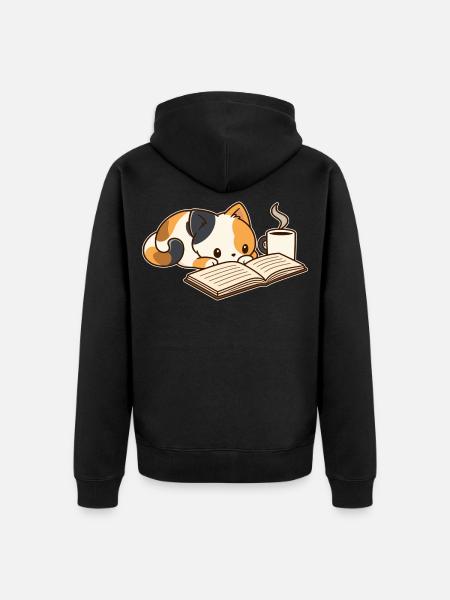 Lesepause mit Kaffee - Unisex Premium Bio Zip Hoodie - Schwarz