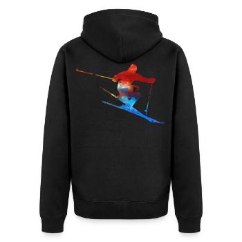 ski - Unisex Premium Bio Zip Hoodie - Schwarz - Hinten - Nico (187cm)