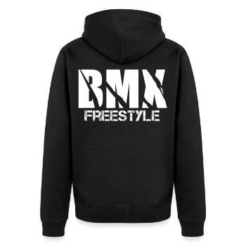 BMX # 3 - Unisex Premium Organic Zip Hoodie - black - Back - Nico (187cm)