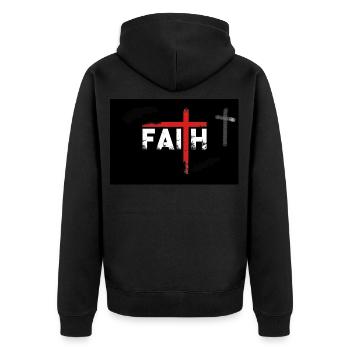 Faith Defying in God Christian Faith Jesus - Unisex Premium Organic Zip Hoodie - black - Back - Nico (187cm)