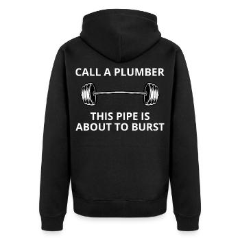 Plumber Plumbing Craftsman Gym Workout Funny - Unisex Premium Organic Zip Hoodie - black - Back - Nico (187cm)
