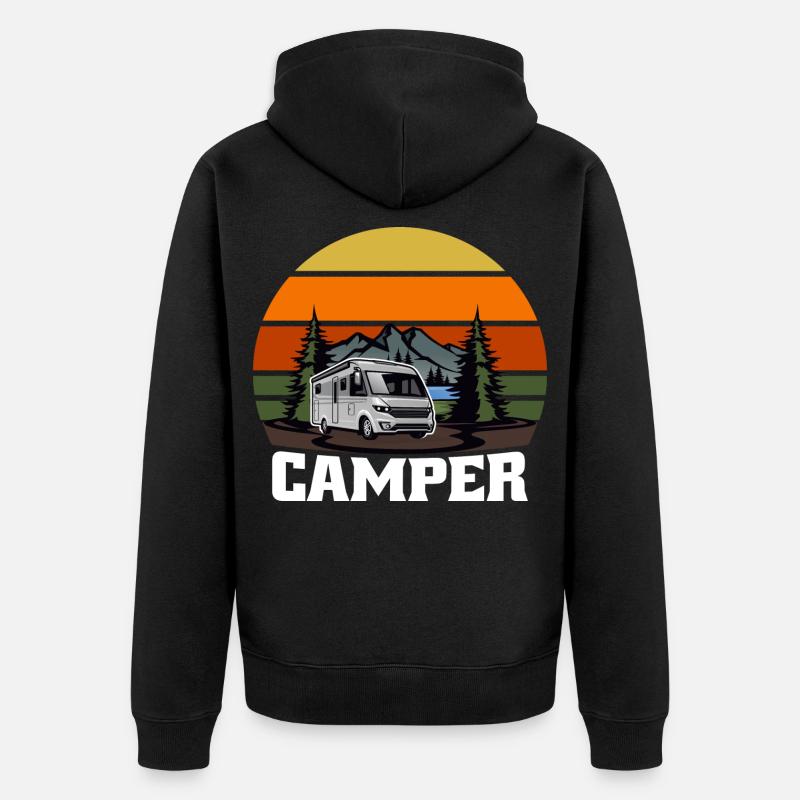 Camper Camperin Wohnwagen Geschenk - Unisex Premium Bio Zip Hoodie - Schwarz
