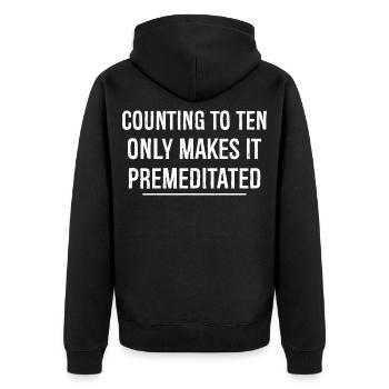 Bis zehn zu zählen, macht es nur absichtlich lustig - Unisex Premium Bio Zip Hoodie - Schwarz - Hinten - Nico (187cm)