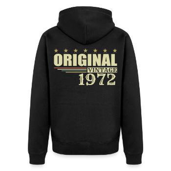1972 Geburtstag 1972 - Unisex Premium Bio Zip Hoodie - Schwarz - Hinten - Nico (187cm)