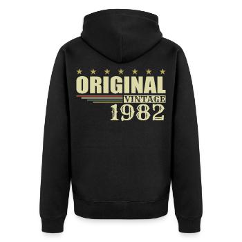 1982 Geburtstag 1982 - Unisex Premium Bio Zip Hoodie - Schwarz - Hinten - Nico (187cm)