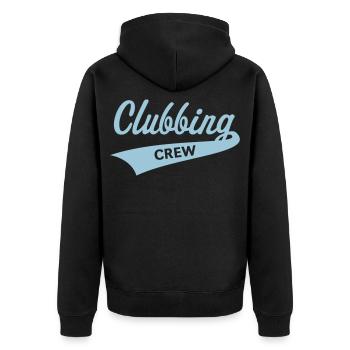 Clubbing crew (Fête / Célébrations / Danse / Bleu ciel) - Veste à capuche bio Premium Unisexe - noir - Dos - Nico (187cm)