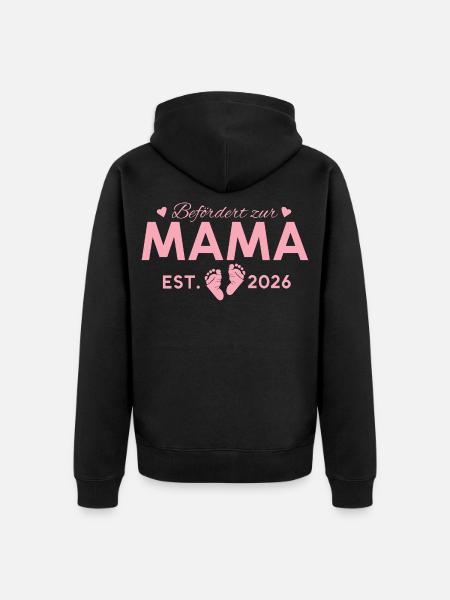 Befördert zur Mama 2026 Mutterschaft - Unisex Premium Bio Zip Hoodie - Schwarz