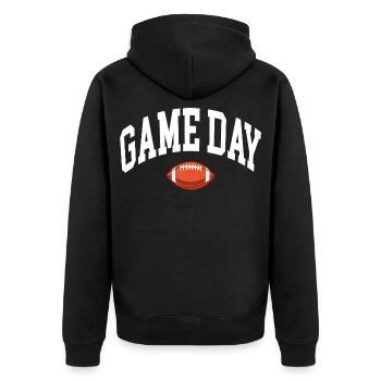 Game Day Football Fan - Unisex Premium Bio Zip Hoodie - Schwarz - Hinten - Nico (187cm)