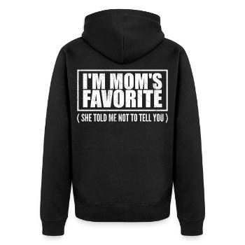 Undeniably Mom's Favorite - Children's Saying - Unisex Premium Organic Zip Hoodie - black - Back - Nico (187cm)