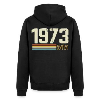 February 1973 - February 1973 Anniversary 1973 - Unisex Premium Organic Zip Hoodie - black - Back - Nico (187cm)