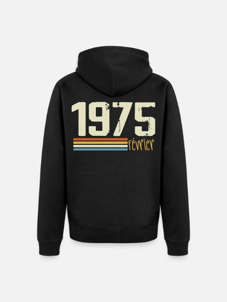 February 1975 - February 1975 Anniversary 1975 - Unisex Premium Organic Zip Hoodie - black
