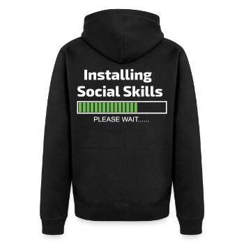 Social Skills Loading Funny Software Programmer - Unisex Premium Organic Zip Hoodie - black - Back - Nico (187cm)