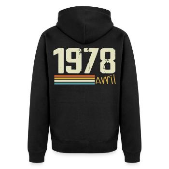 Né en avril 1978 - Veste à capuche bio Premium Unisexe - noir - Dos - Nico (187cm)