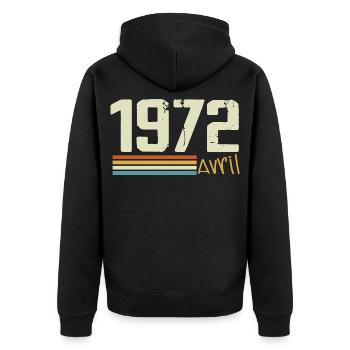 Né en avril 1972 - Veste à capuche bio Premium Unisexe - noir - Dos - Nico (187cm)