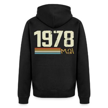 Mai 1978 - Veste à capuche bio Premium Unisexe - noir - Dos - Nico (187cm)