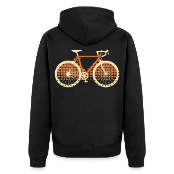 Fahrrad Retro Rennrad Vintage - Unisex Premium Bio Zip Hoodie - Schwarz - Hinten - Nico (187cm)