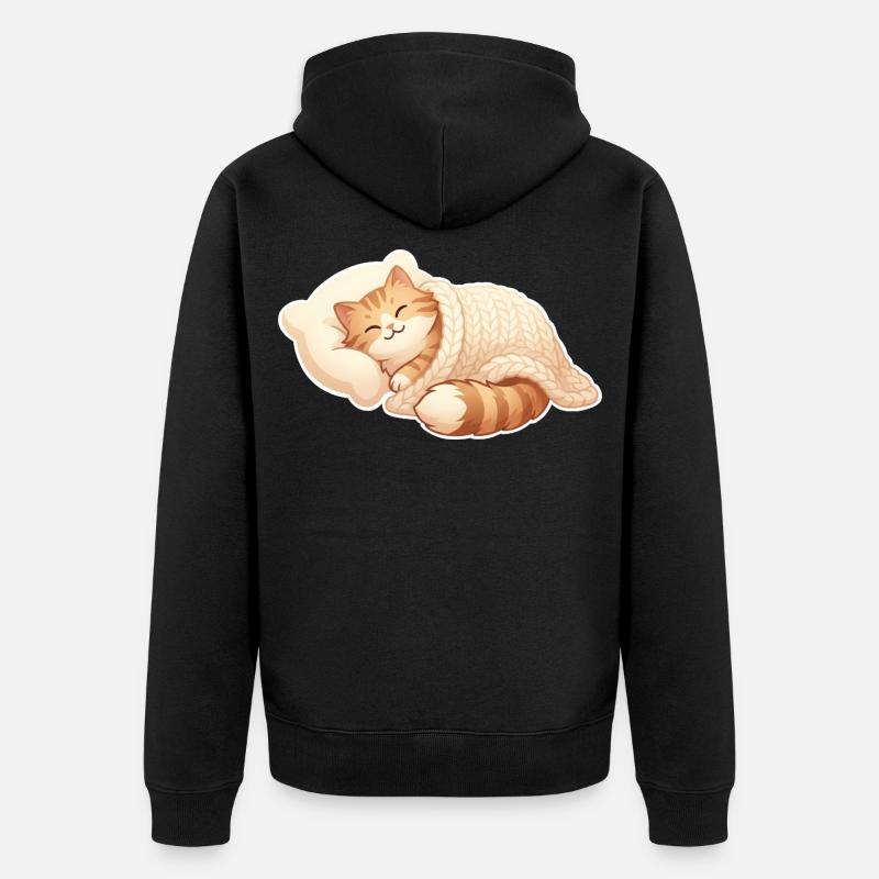 Cat sleeping - Unisex Premium Organic Zip Hoodie - black