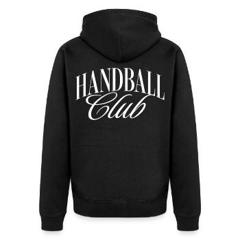 Handball Club - Unisex Premium Organic Zip Hoodie - black - Back - Nico (187cm)