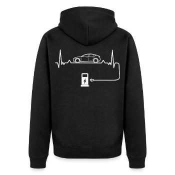 Amour des voitures électriques avec battement de cœur Voitures électriques - Veste à capuche bio Premium Unisexe - noir - Dos - Nico (187cm)