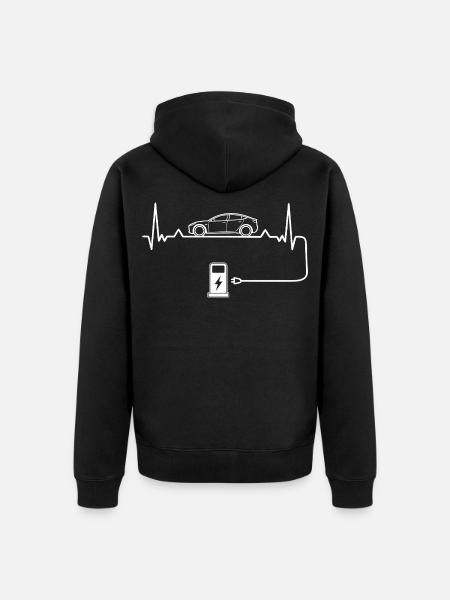 Elektroauto Liebe mit Herzschlag Elektroautos - Unisex Premium Bio Zip Hoodie - Schwarz