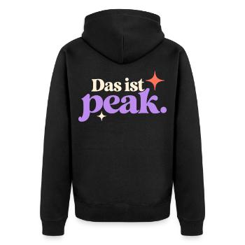 Das ist peak – Jugendwort Spruch für Teenager - Unisex Premium Bio Zip Hoodie - Schwarz - Hinten - Nico (187cm)