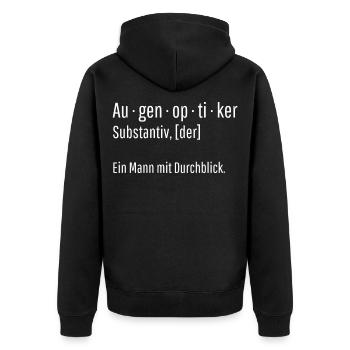 Augenoptiker Substantiv Definition Geschenk - Unisex Premium Bio Zip Hoodie - Schwarz - Hinten - Nico (187cm)