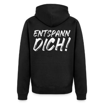 Entspann Dich! - Unisex Premium Bio Zip Hoodie - Schwarz - Hinten - Nico (187cm)
