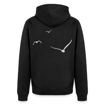 Trois mouettes | Mouette | Couleurs réglables - Veste à capuche bio Premium Unisexe - noir - Dos - Nico (187cm)