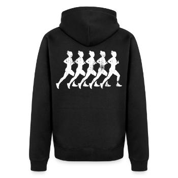 Laufende Mädchen - Unisex Premium Bio Zip Hoodie - Schwarz - Hinten - Nico (187cm)
