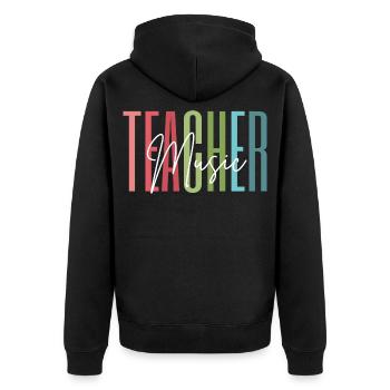 Professeur de musique Professeur de musique Cadeau de professeur de musique - Veste à capuche bio Premium Unisexe - noir - Dos - Nico (187cm)