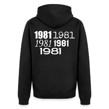 1981 - Unisex Premium Organic Zip Hoodie - black - Back - Nico (187cm)