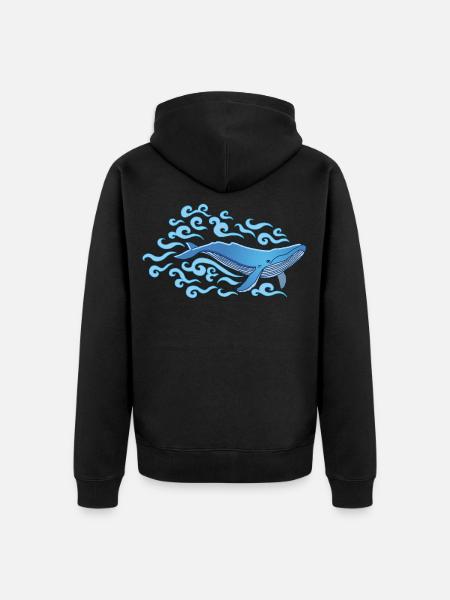 The Blue Whale - Unisex Premium Organic Zip Hoodie - black
