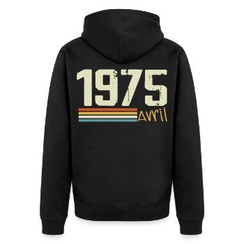 Né en avril 1975 - Veste à capuche bio Premium Unisexe - noir - Dos - Nico (187cm)