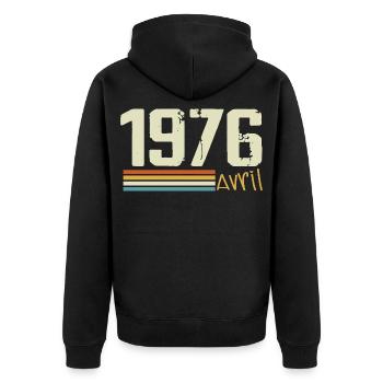 Né en avril 1976 - Veste à capuche bio Premium Unisexe - noir - Dos - Nico (187cm)