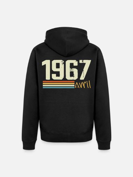 Né en avril 1967 - Veste à capuche bio Premium Unisexe - noir
