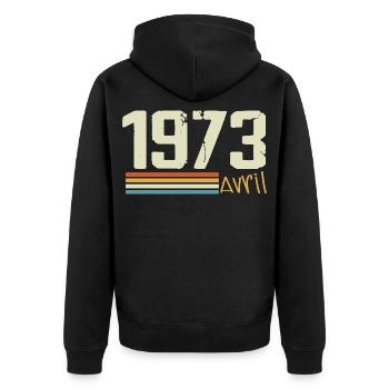 Né en avril 1973 - Veste à capuche bio Premium Unisexe - noir - Dos - Nico (187cm)