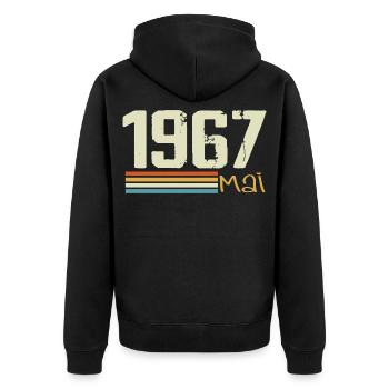 Mai 1967 - Veste à capuche bio Premium Unisexe - noir - Dos - Nico (187cm)