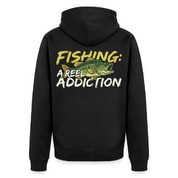 Fishing is a real addiction - Unisex Premium Organic Zip Hoodie - black - Back - Nico (187cm)