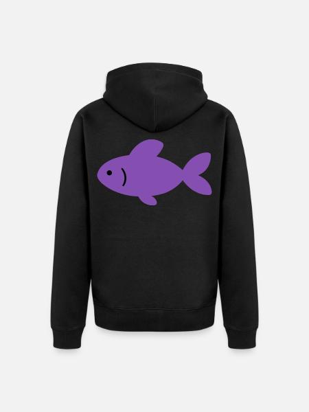 Fisch Zeichnung Geschenkidee Tierfreunde - Unisex Premium Bio Zip Hoodie - Schwarz