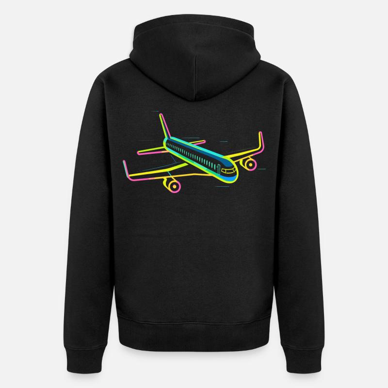 Graphique d’avion rétro - Veste à capuche bio Premium Unisexe - noir