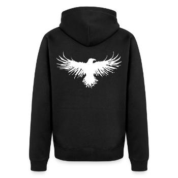 The flight of the white crow - Unisex Premium Organic Zip Hoodie - black - Back - Nico (187cm)