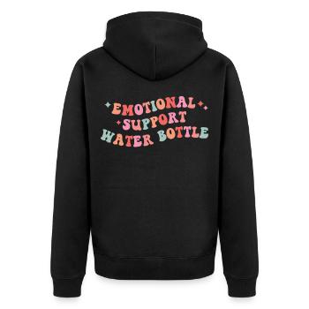 Emotional Support Water Bottle Design - Unisex Premium Organic Zip Hoodie - black - Back - Nico (187cm)