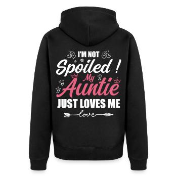Im Not Spoiled My Auntie Just Loves Me a Team Kids - Unisex Premium Organic Zip Hoodie - black - Back - Nico (187cm)