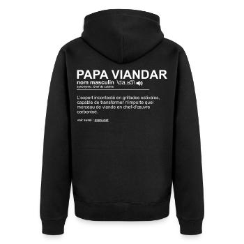 Father's Day Dad Barbecue - Unisex Premium Organic Zip Hoodie - black - Back - Nico (187cm)