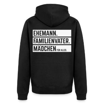Husband Family Man Girl for Everything, Beam W - Unisex Premium Organic Zip Hoodie - black - Back - Nico (187cm)