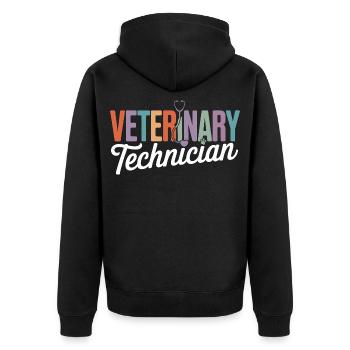 Tiermedizinischer Techniker Regenbogen-Logo - Unisex Premium Bio Zip Hoodie - Schwarz - Hinten - Nico (187cm)